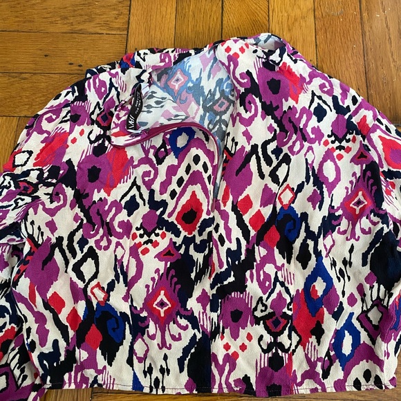 Zara Print Crop Top Women's Multicolor Wrap Style High Neck Viscose - Size M - Picture 7 of 7